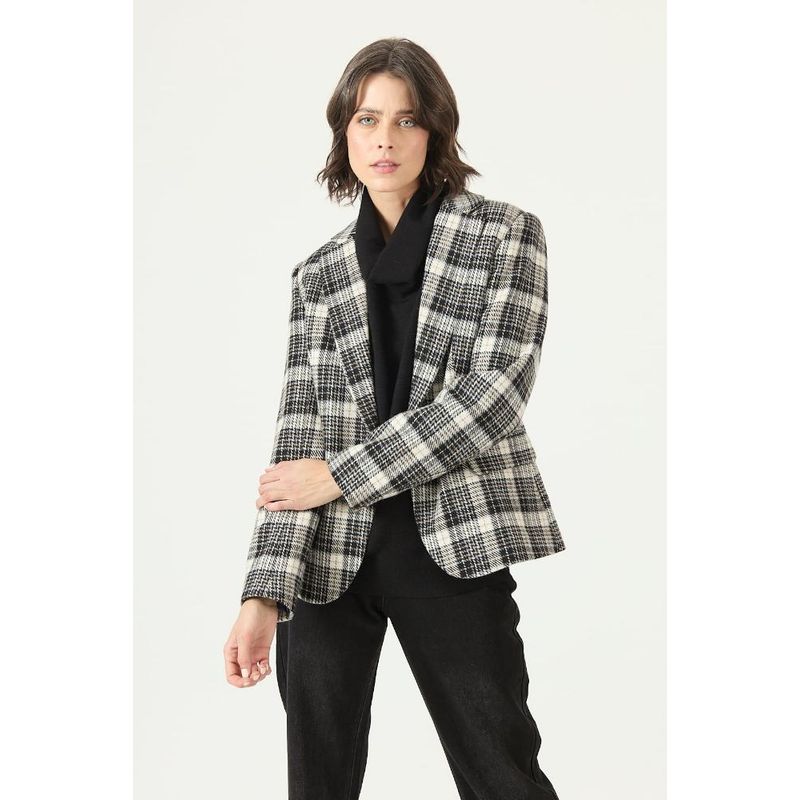 PRIVILEGE - Chaqueta con wool blend negra cuadros PRIVILEGE 2704 - Negro