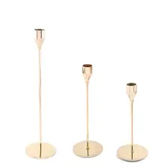 ALPHA - Candelabro 3 Piezas Porta Vela Centro de Mesa Clasic Gold