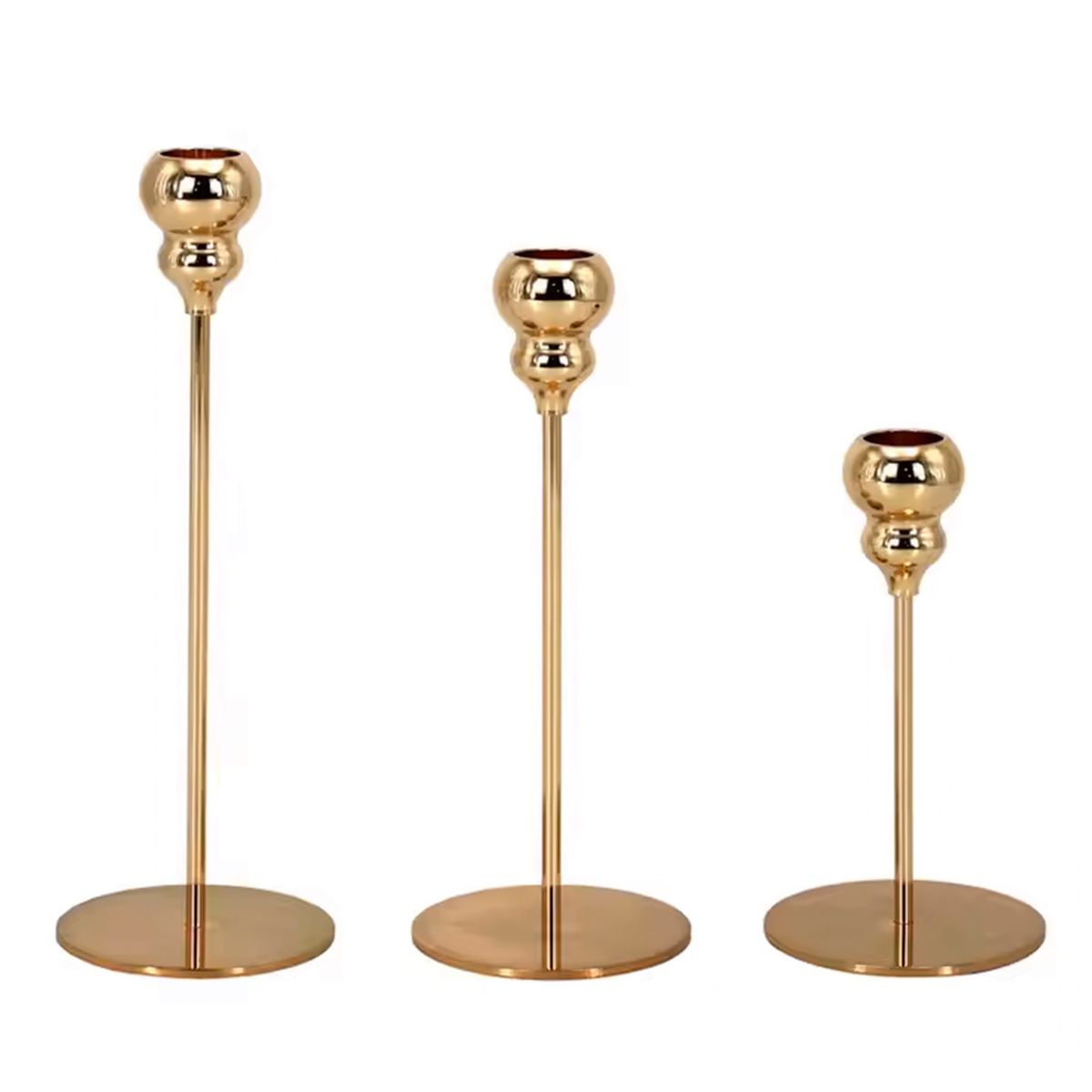 ALPHA - Candelabro 3 Piezas Porta Vela Centro de Mesa Cuenco Gold