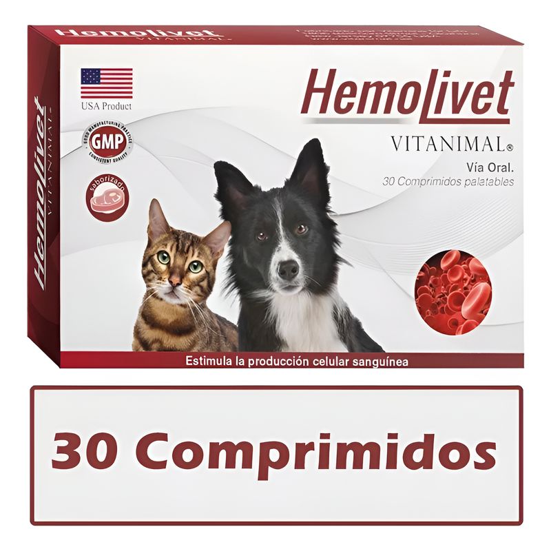 VITAMINA - Hemolivet Vitanimal Suplemento Perros Y Gatos 30 Comprimidos
