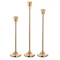 ALPHA - Candelabro 3 Piezas Porta Vela Centro Mesa Campana Europeo