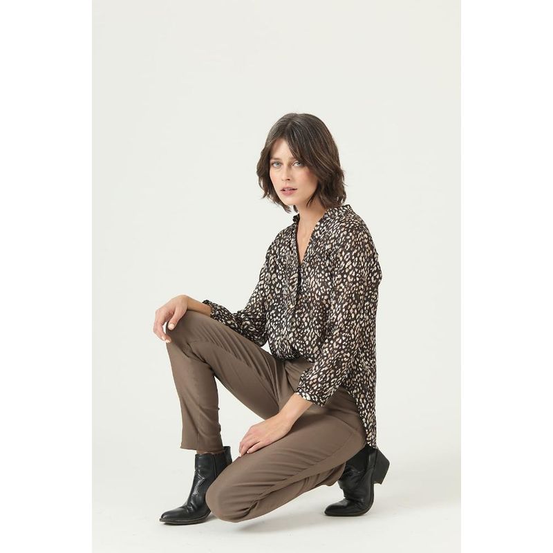 PRIVILEGE - Leggings vison PRIVILEGE 2607 - Café