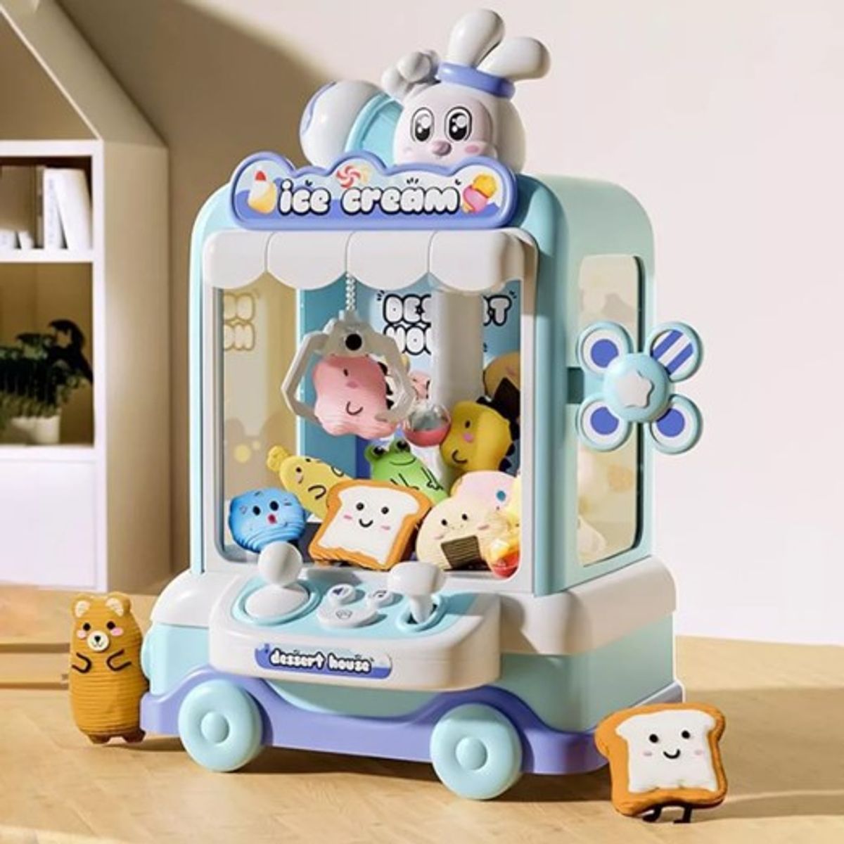 GENERICO - MAQUINA EXPENDEDORA AZUL DE MINI PELUCHE O MAQUINA DE GARRA