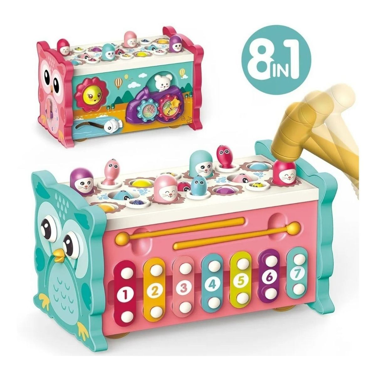 GENERICO - Juguete Montessori Para Bebés Búho Musical Martillo Pesca