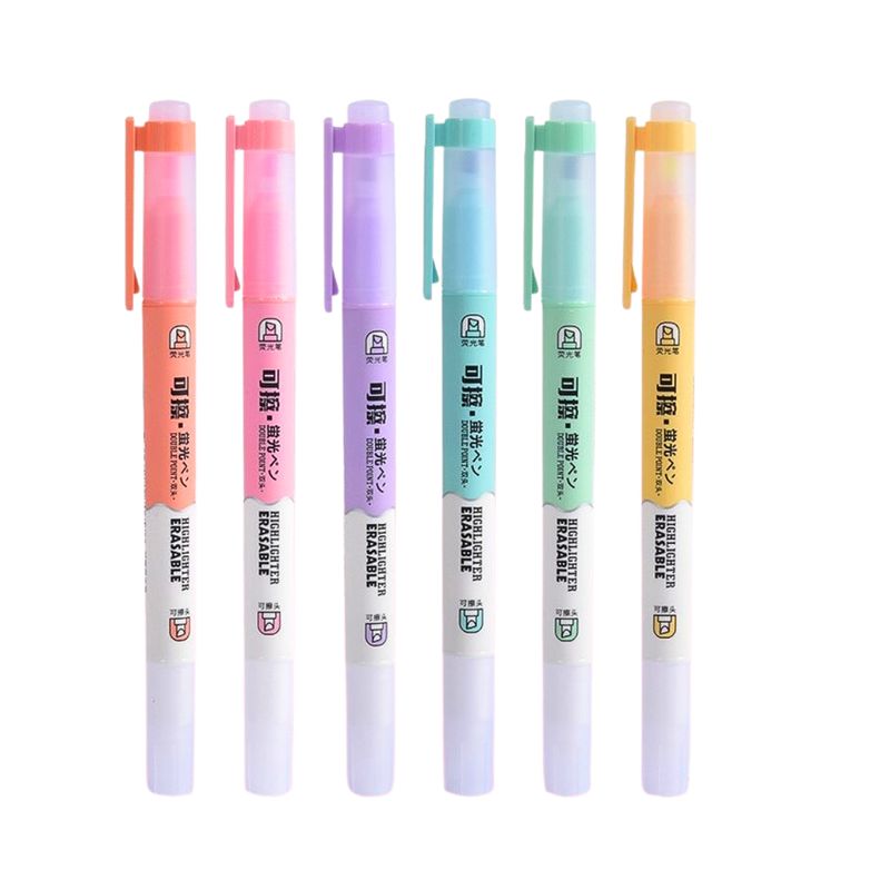 GENERICO - Destacadores Borrables Set De 6 Colores Pastel Kawaii
