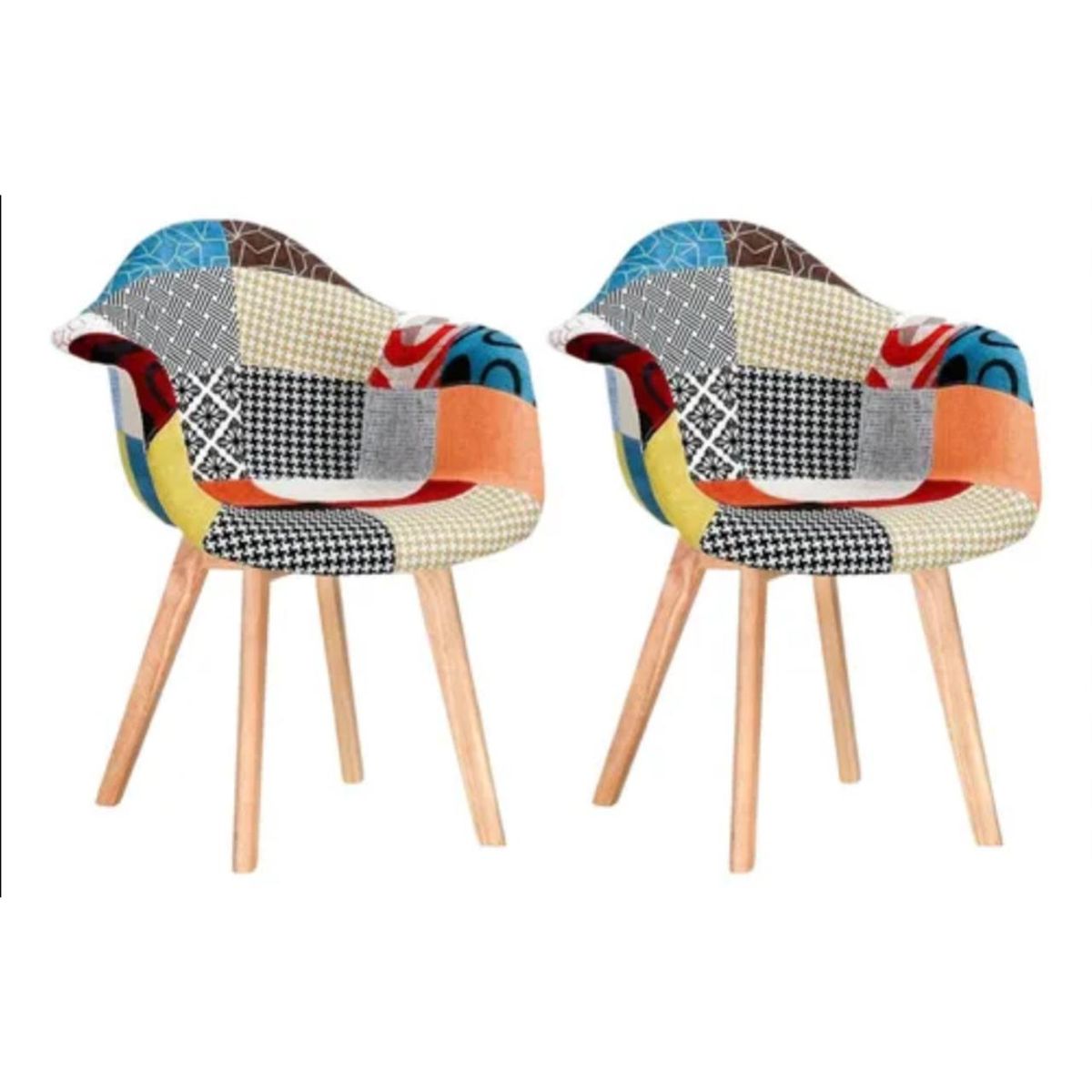 HABITA2 CHILE - Pack 2 Butaca con apoyabrazos Patch Wood - Naranjete