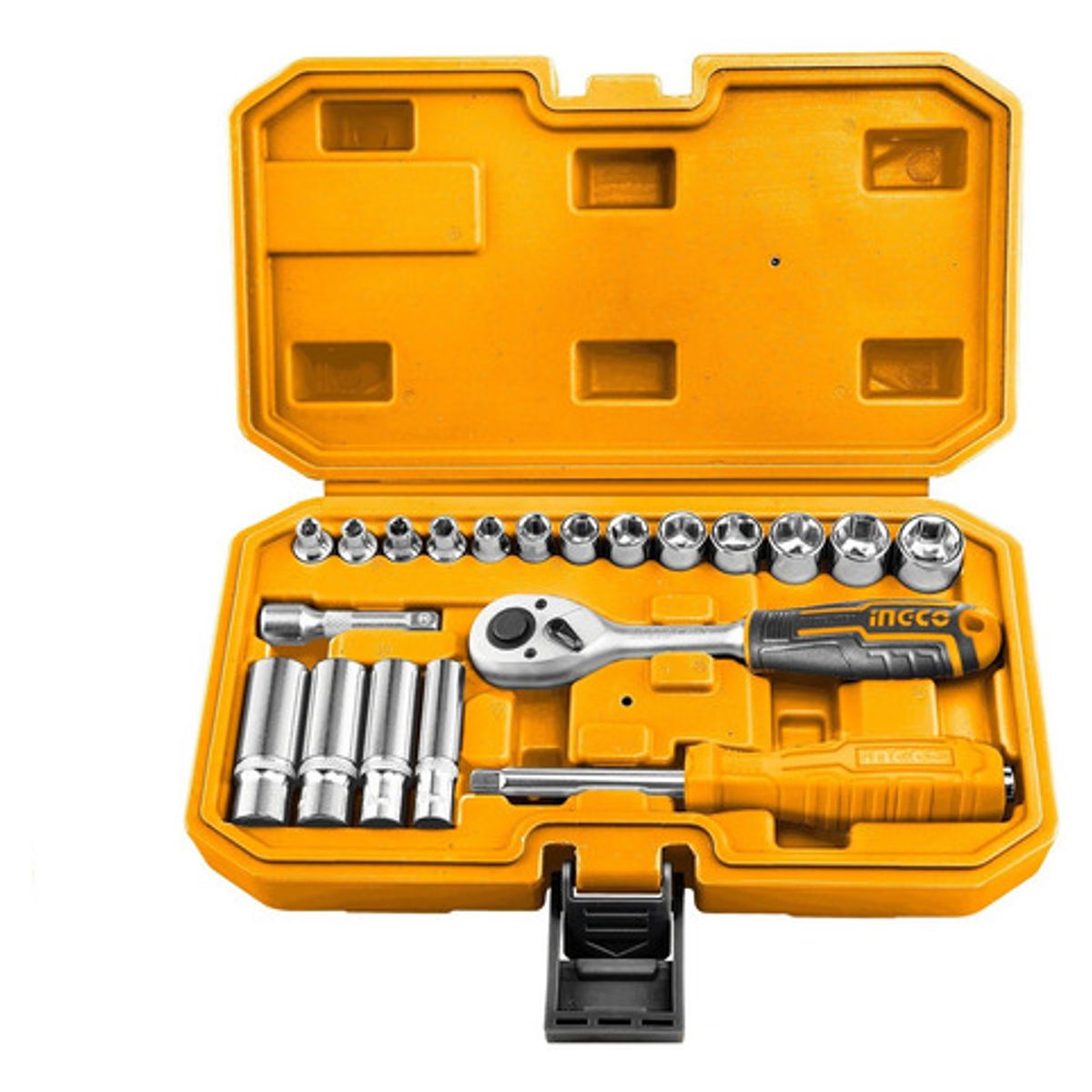 INGCO - Set Dados Y Chicharra Industrial 20 Piezas 1/4" Ingco Ss