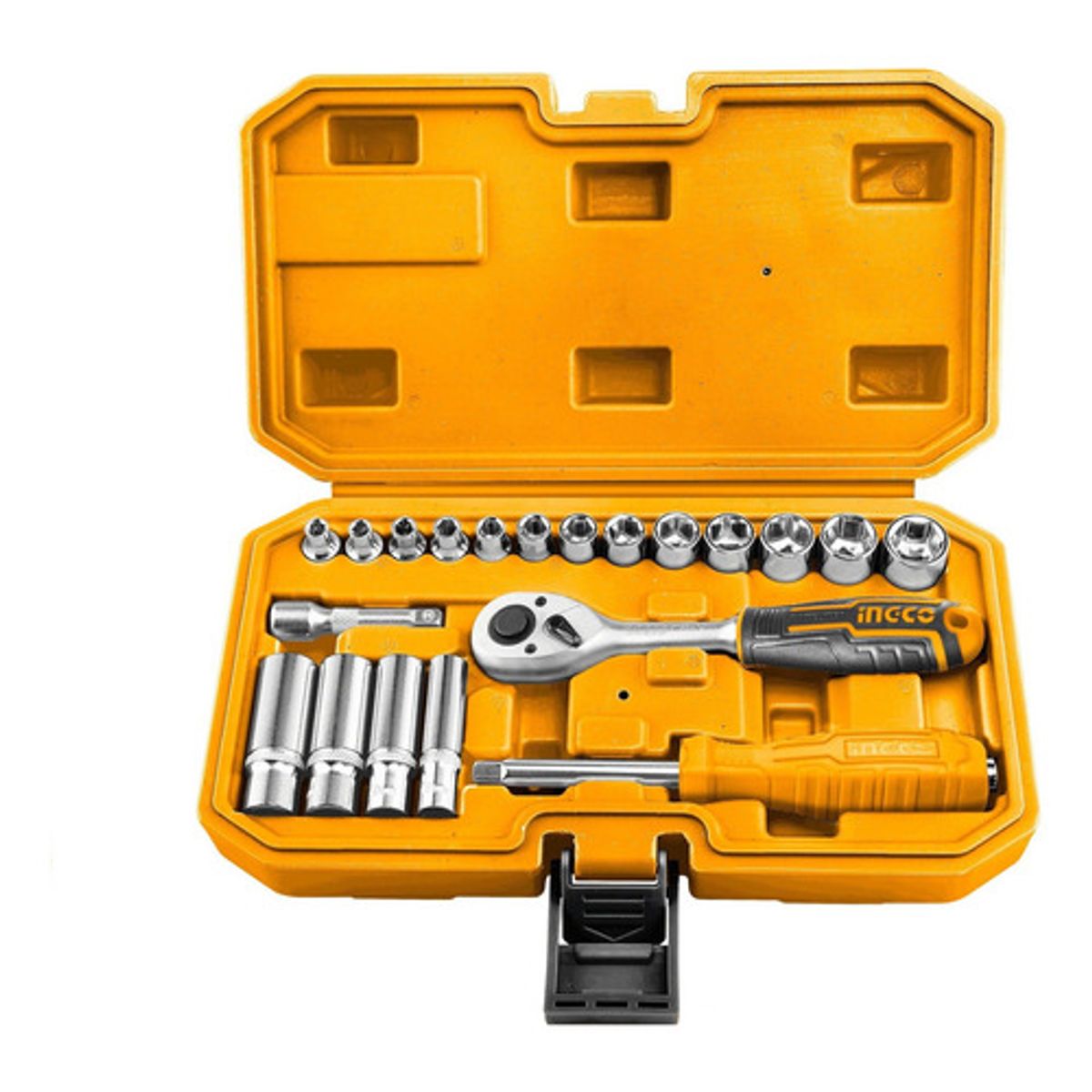 INGCO - Set Dados Y Chicharra Industrial 20 Piezas 1/4" Ingco Ss