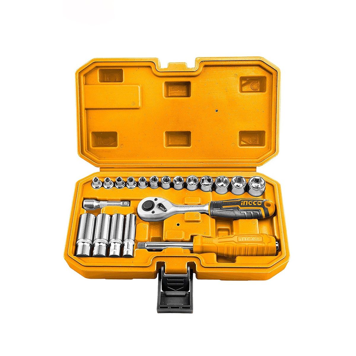 INGCO - Set Dados Y Chicharra Industrial 20 Piezas 1/4" Ingco Ss