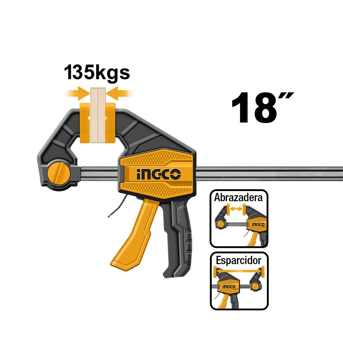 INGCO - Prensa Sargento Rapida Industrial 80X450Mm Ingco Hqbc18801
