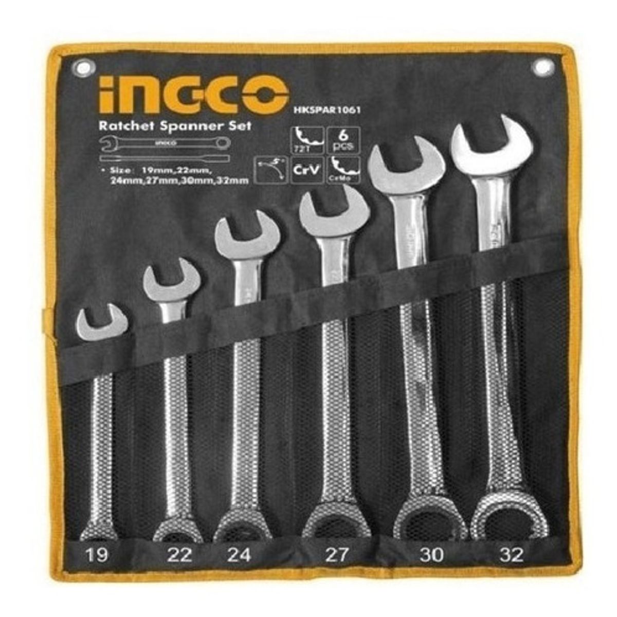 INGCO - Set Llaves Punta/Chicharra Industrial 6 Piezas 19-32Mm Ingco Hkspar1061