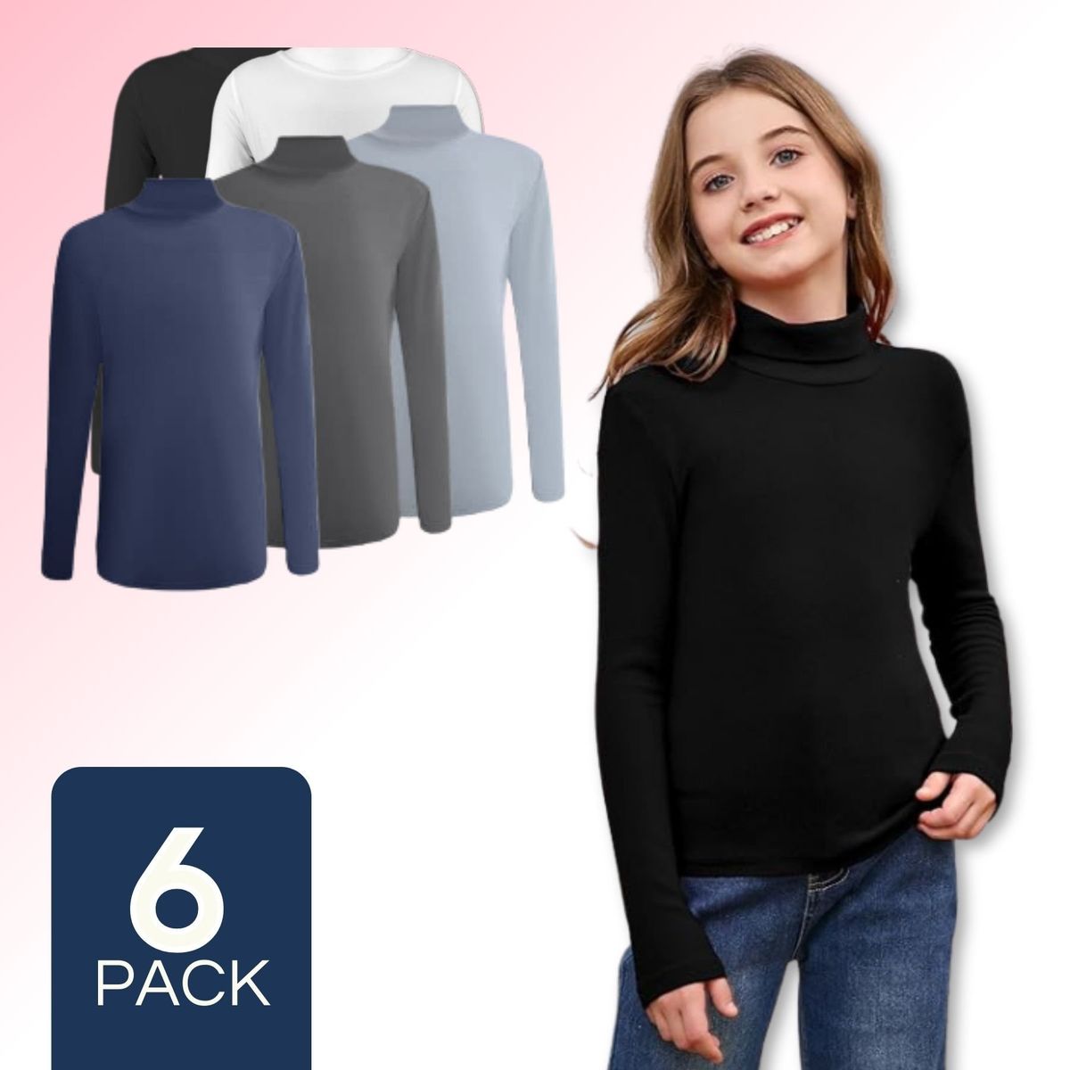 UTILISIMO - Pack 6 Camisetas Polera Beatle Bambú Niña Primera Capa