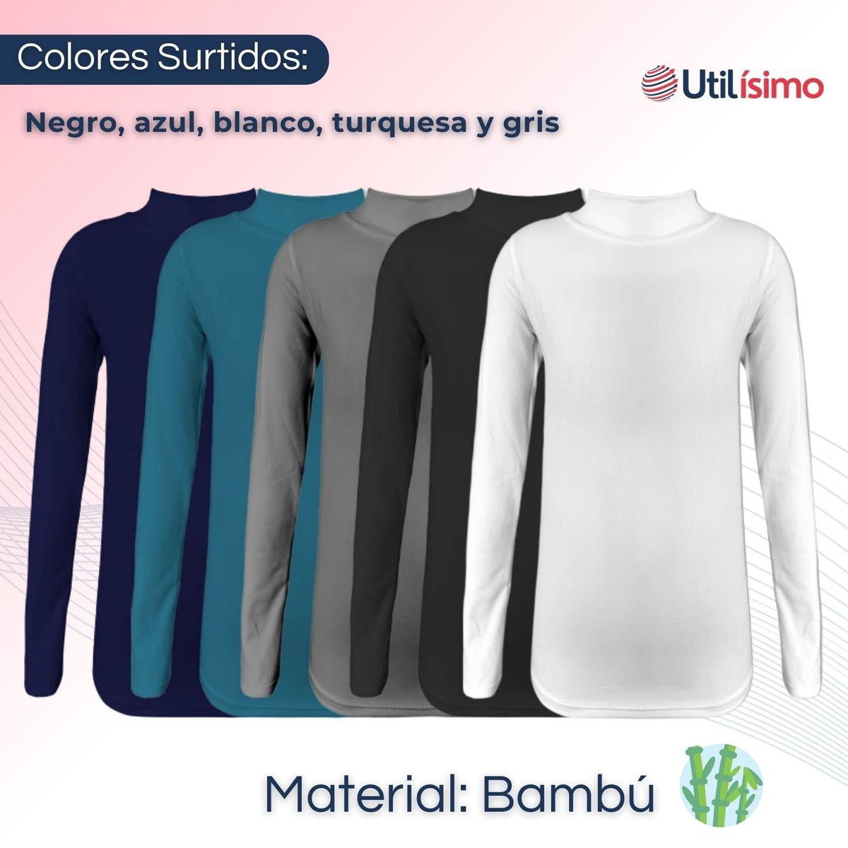 UTILISIMO - Pack 6 Camisetas Polera Beatle Bambú Niña Primera Capa