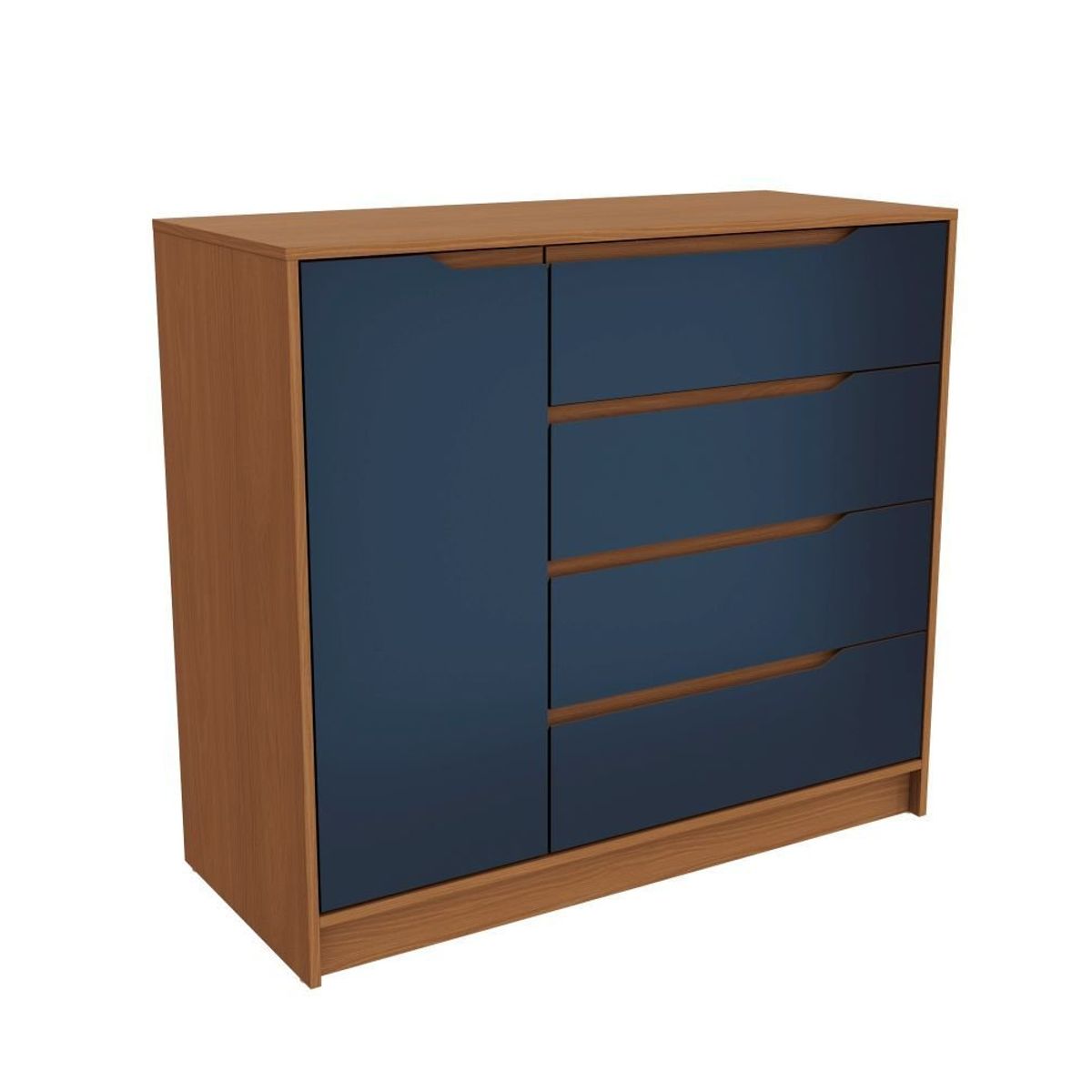 ROCA - Cómoda Indiana 4 cajones 1 puerta- Canela- azul