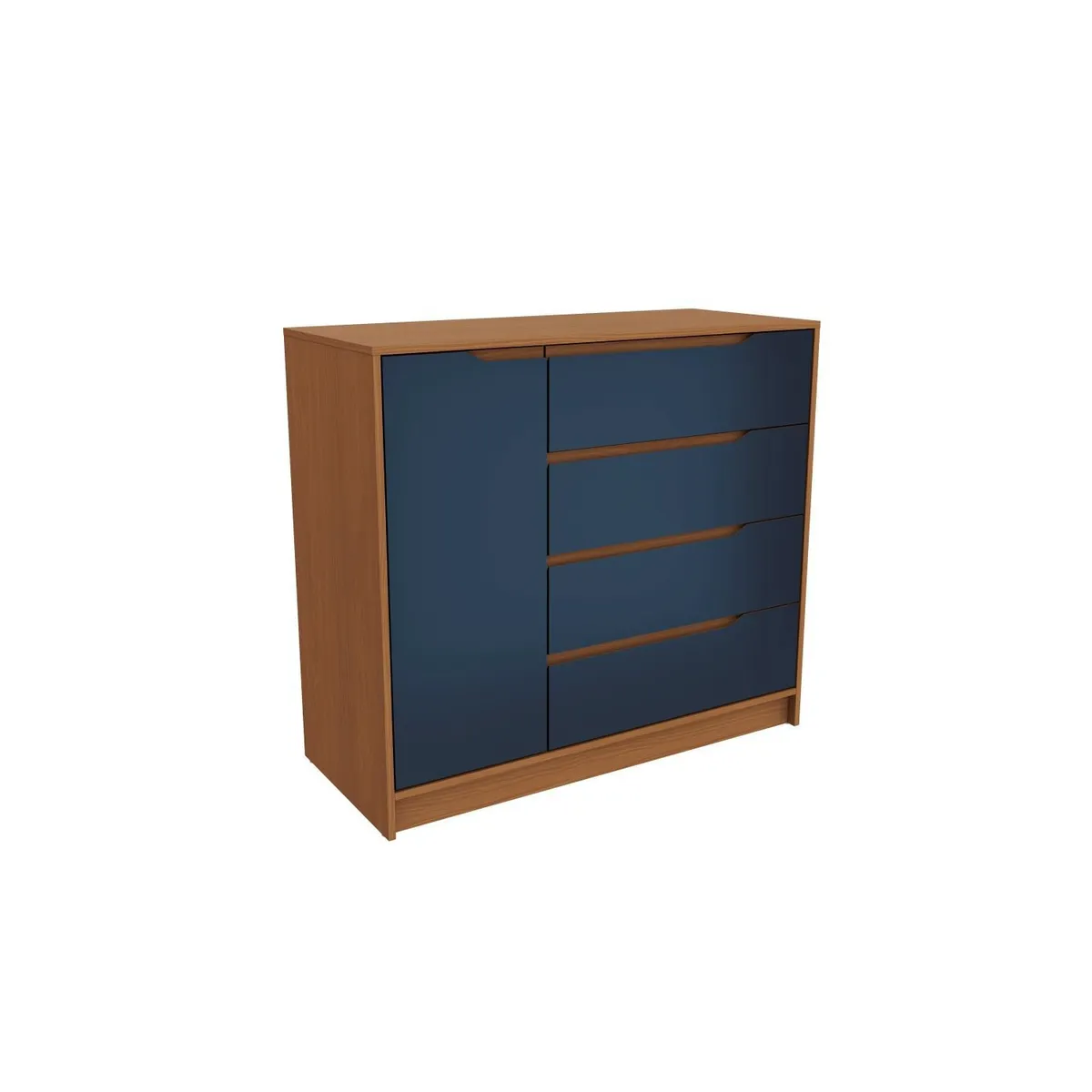 ROCA - Cómoda Indiana 4 cajones 1 puerta- Canela- azul