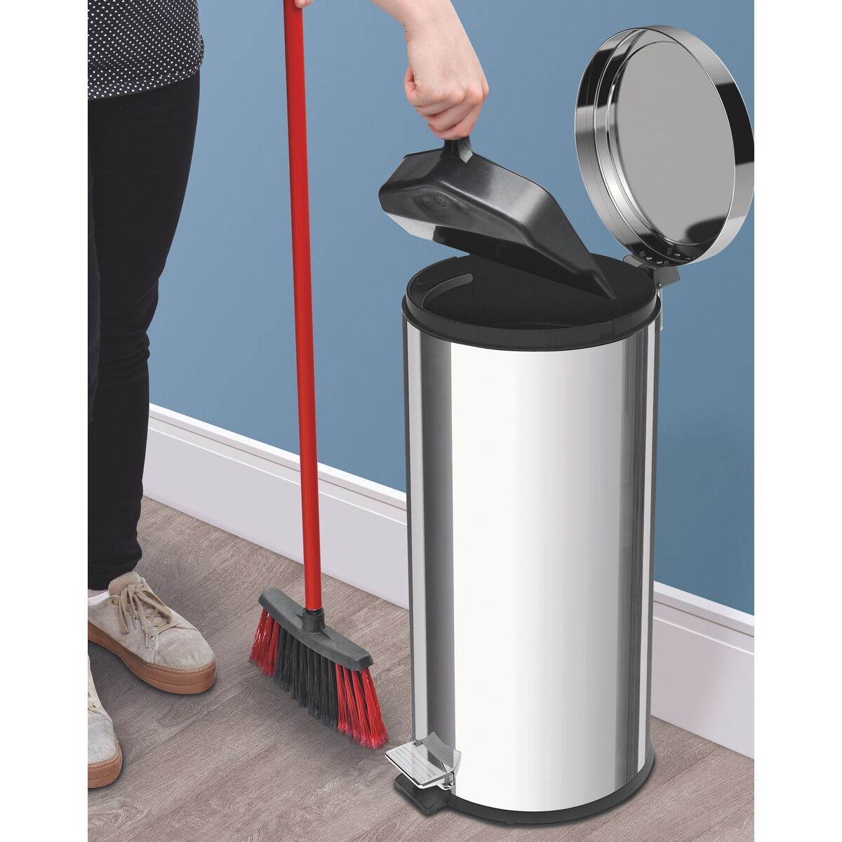 TRAMONTINA - Basurero en Acero con Pedal y Balde 30L Tramontina Brasil