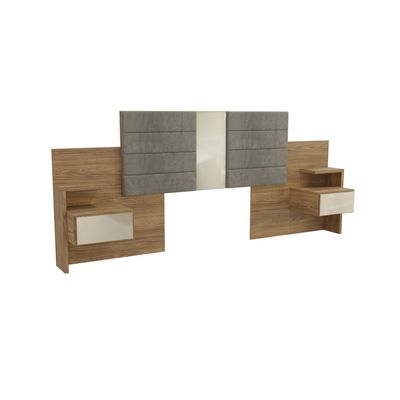 Imagen 2 del producto Respaldo 2 plazas Planalto con dos veladores- Nogal grafito