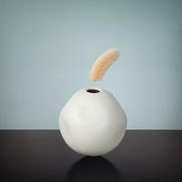 Jarrón de Cerámica Redondo Minimalista Blanco