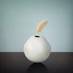 RE DECORA - Jarrón de Cerámica Redondo Minimalista Blanco