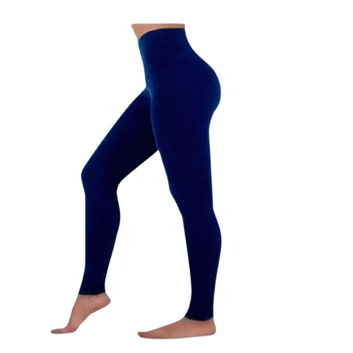 OEM - CALZA SIN COSTURA TIRO ALTO CON POLAR - AZUL OSCURO