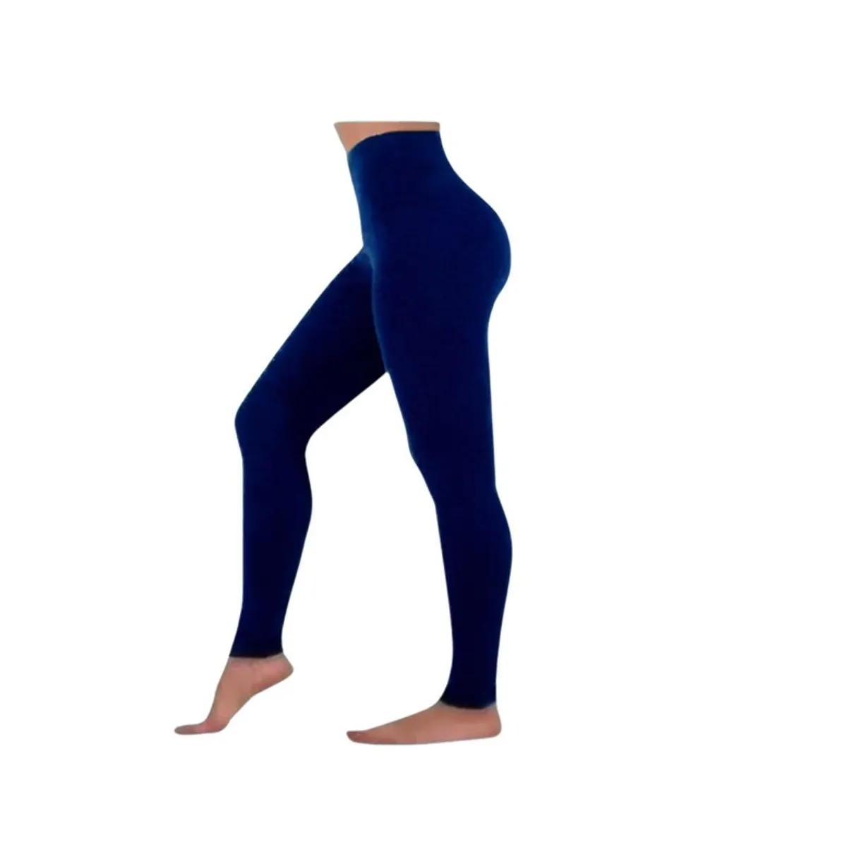 OEM - CALZA SIN COSTURA TIRO ALTO CON POLAR - AZUL OSCURO