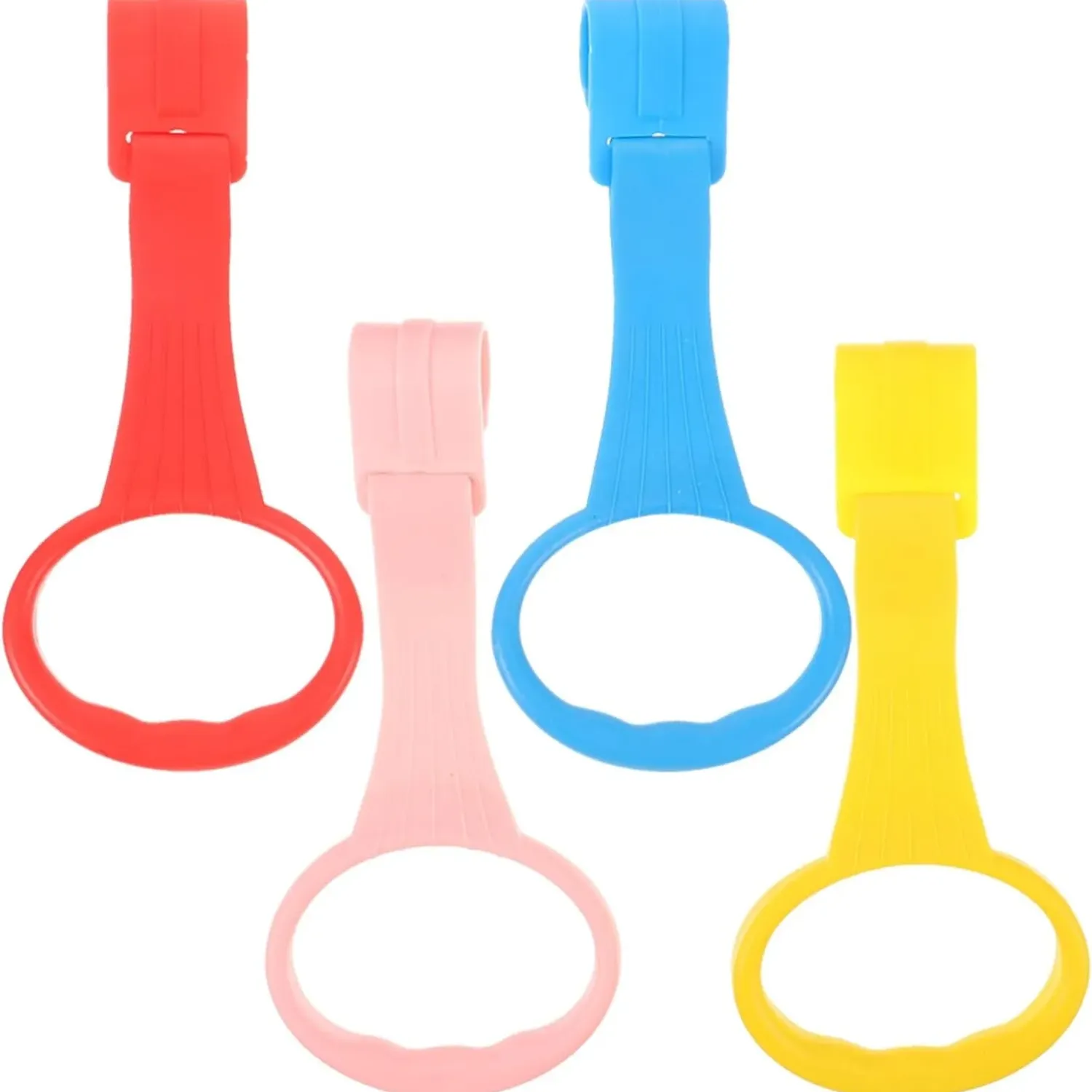 6 piezas de 4 colores para bebés, anillos de plástico para cuna, anillos de tracción para caminar, ejercitar, soporte para cuna, anillo colgante para bebé y niño pequeño