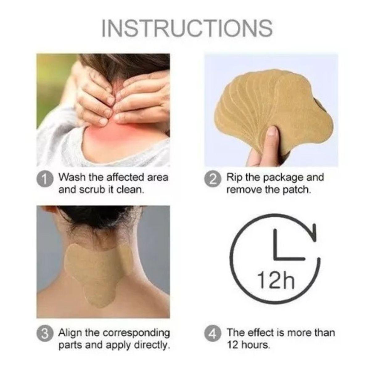 LIKE SHOP - Pack 12 Parches Elimina Dolor Cervical, Cuello, Hombro