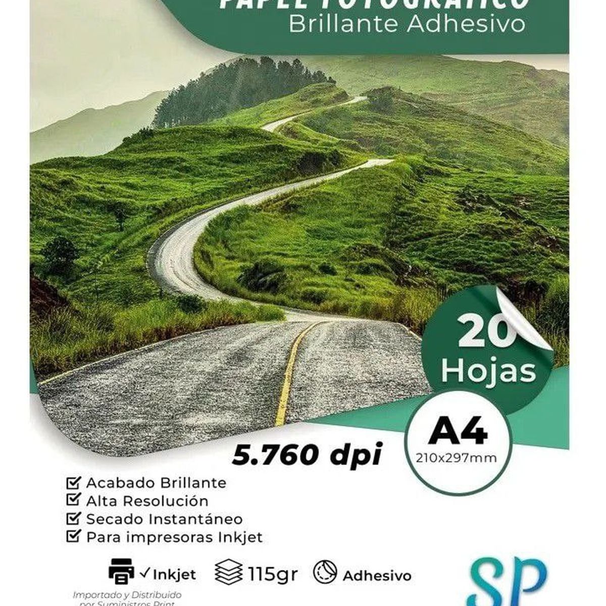 GENERICO - Papel Fotográfico Adhesivo Glossy 115 g A4 X 20 Hojas