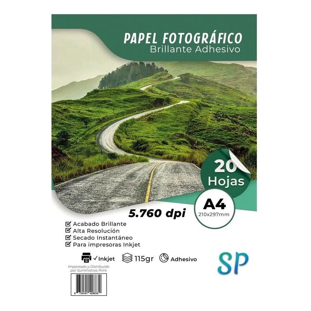 GENERICO - Papel Fotográfico Adhesivo Glossy 115 g A4 X 20 Hojas