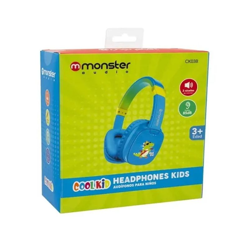 MONSTER - AUDIFONO PARA NIÑO MONSTER DINO CELESTE COOLKID