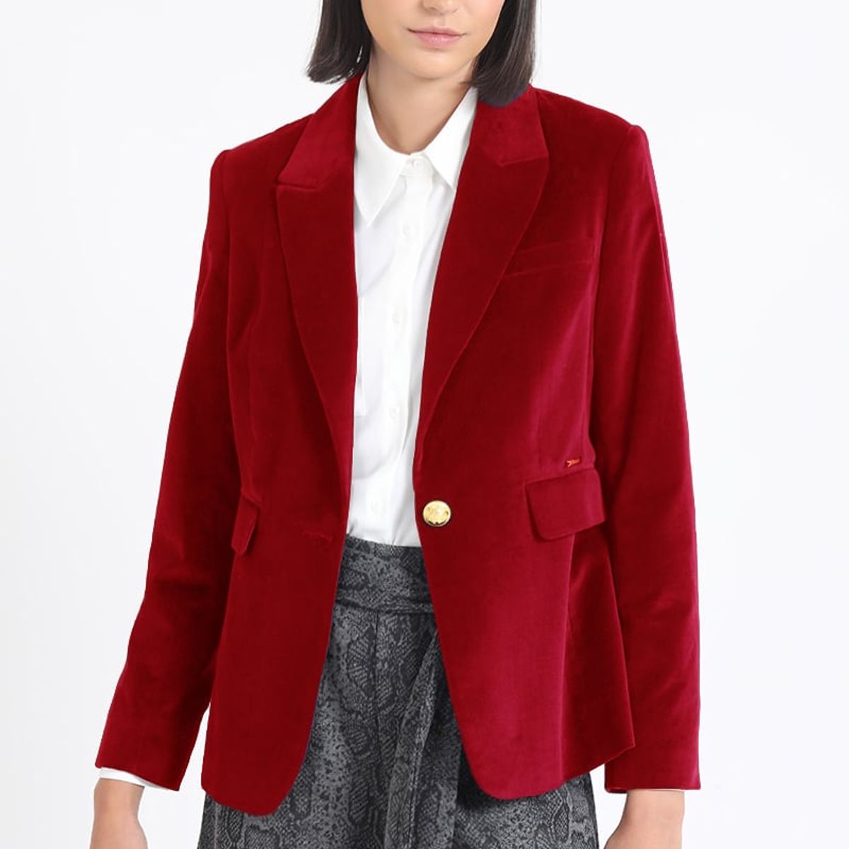 LIOLA - Blazer Entallado Terciopelo, Rojo Liola