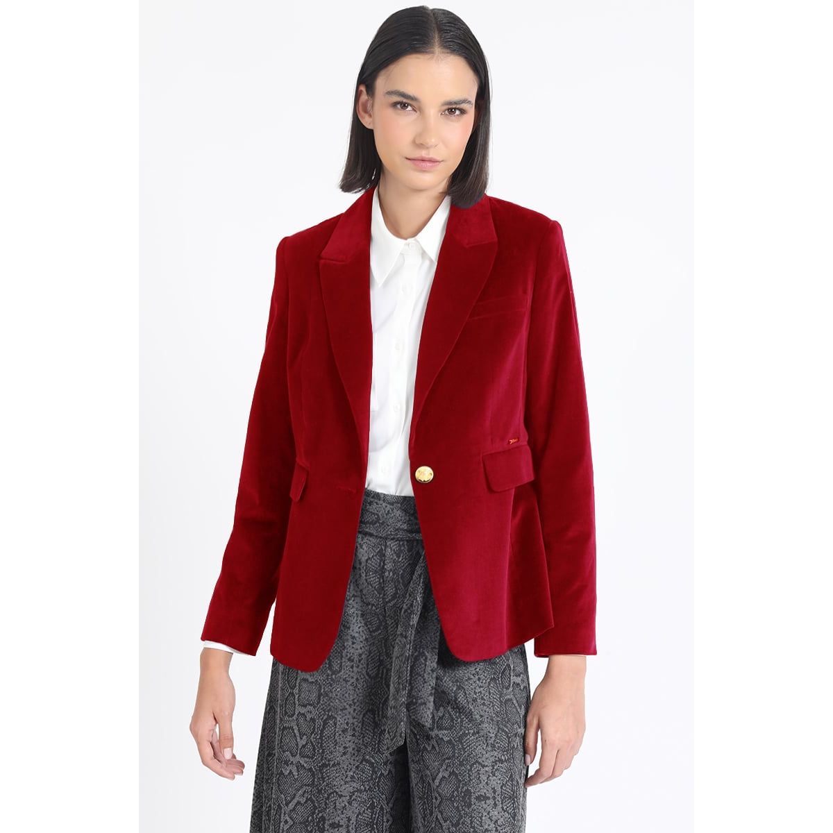 LIOLA - Blazer Entallado Terciopelo, Rojo Liola
