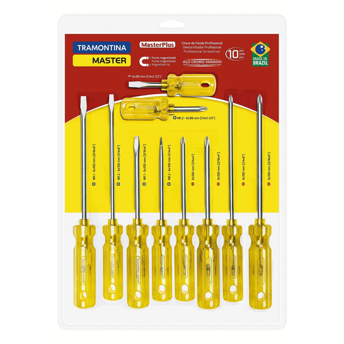 TRAMONTINA - Juego de Chaves de Fenda Tramontina MASTER 10 Piezas