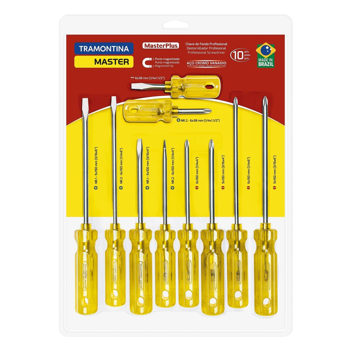 TRAMONTINA - Juego de Chaves de Fenda Tramontina MASTER 10 Piezas