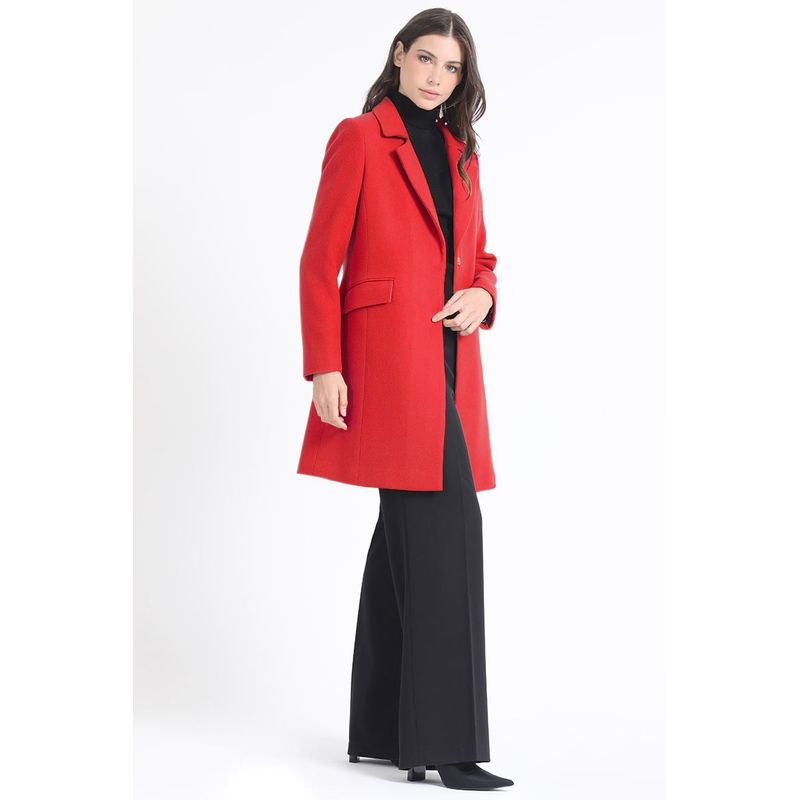 LIOLA - Abrigo Basico Forro Estampado Muflon Rojo Liola