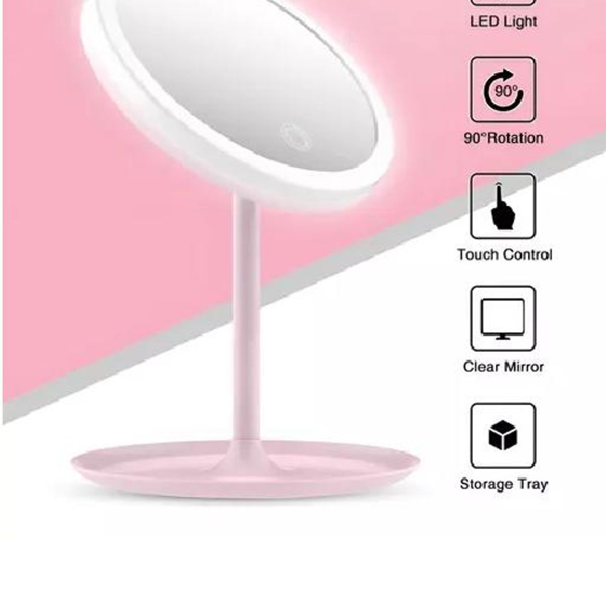 GENERICO - Espejo con Luz LED Maquillaje Plegable Redondo Recargable