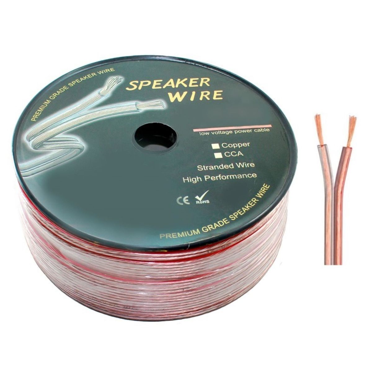 GENERICO - Cable paralelo 2x24 awg transparente 100 metros