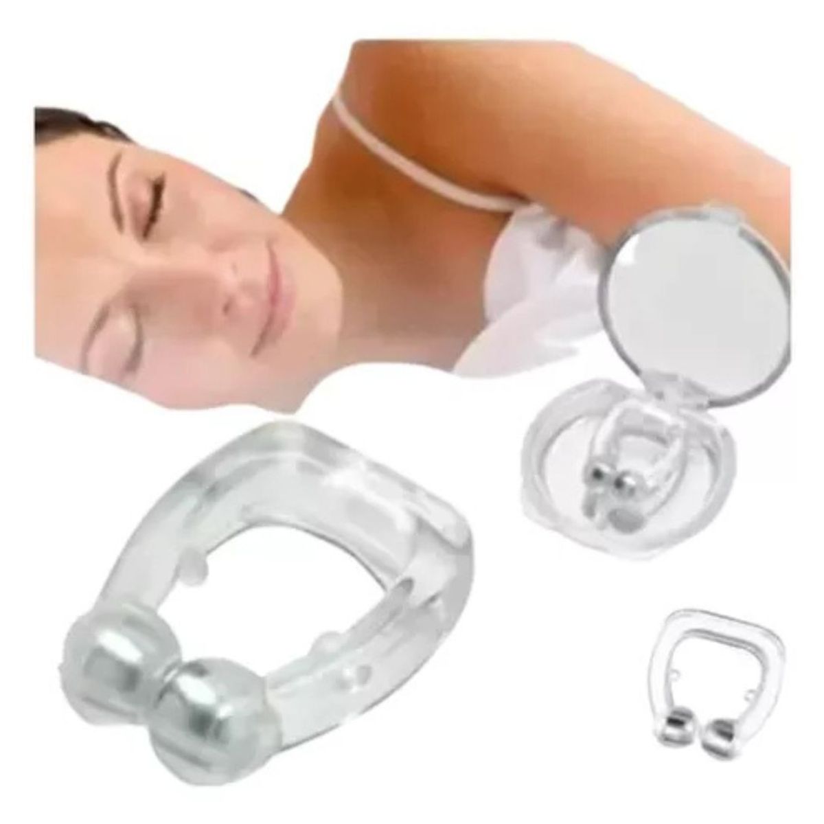 LIKE SHOP - Pack 2 Clip Nasal Anti Ronquidos Silicona Magnético. Estuche