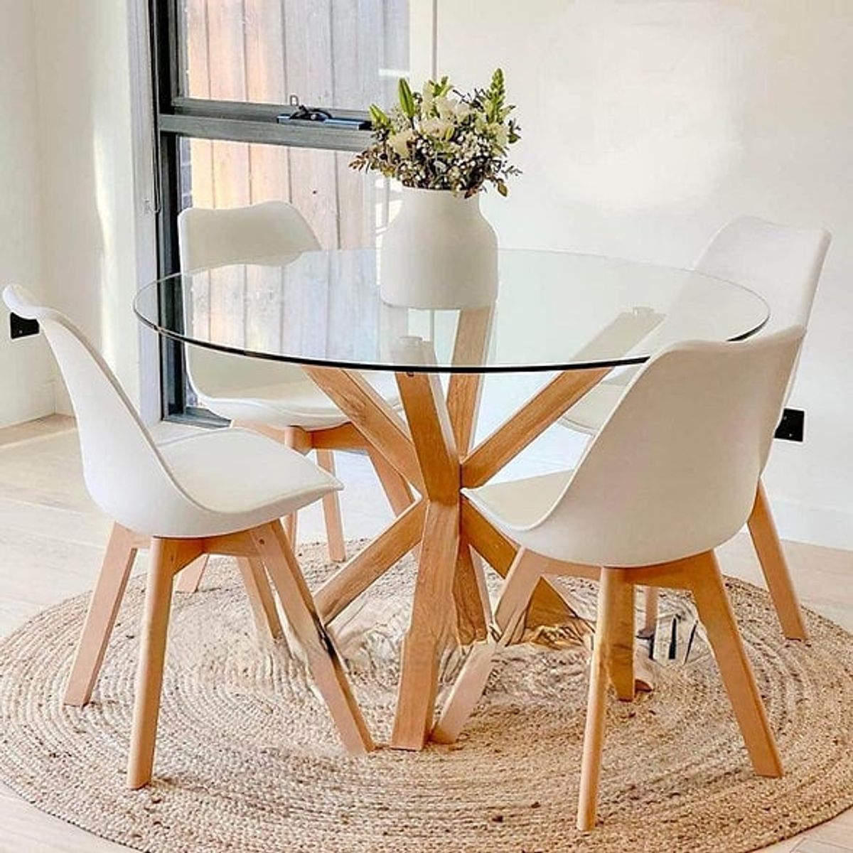 HABITA2 CHILE - Comedor Cross 100cm -Blanco 4 puestos