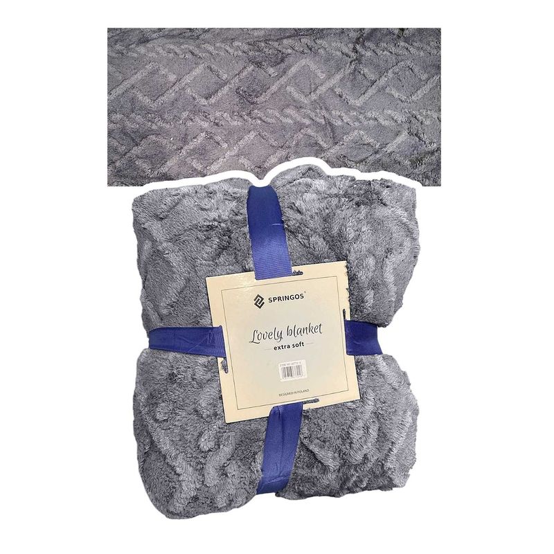GENERICO - Frazada de 2pl - 200x230 Texturizada con Chiporro Unicolor Gris
