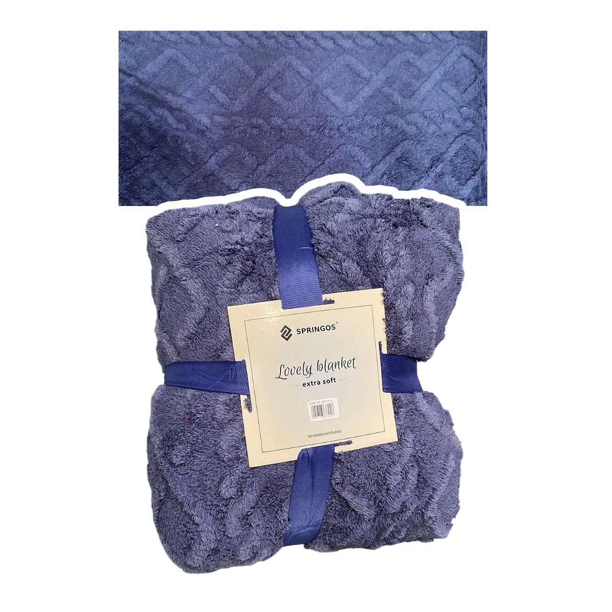 GENERICO - Frazada de 2pl - 200x230 Texturizada con Chiporro Unicolor Azul