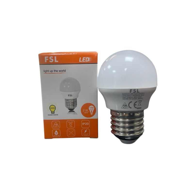 FSL - PACK X10 Ampolleta Led Mini Bola G45 2W 3000K Luz Calida Fsl
