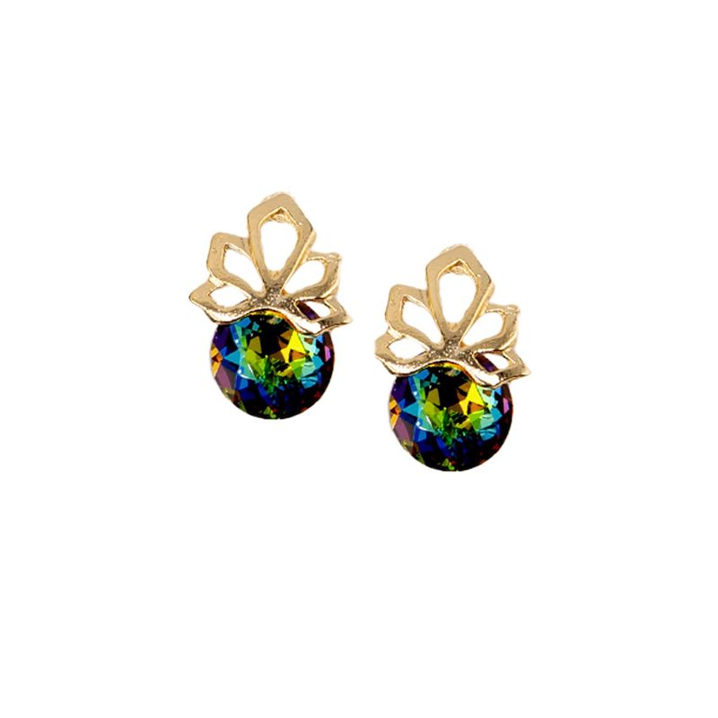 JOYAS MONTERO - Aros Bali Gold Cristales Genuinos Vitral Medium