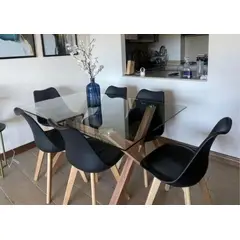 GENERICO - Comedor Bianca 140cm -Negro 6 puestos