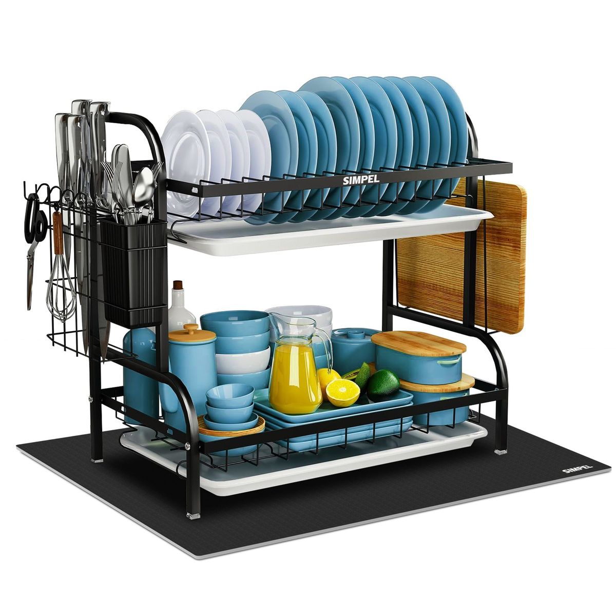 SIMPEL HOME - Secador De Platos 2 Niveles Con Tapete Simpel Loza Vajilla