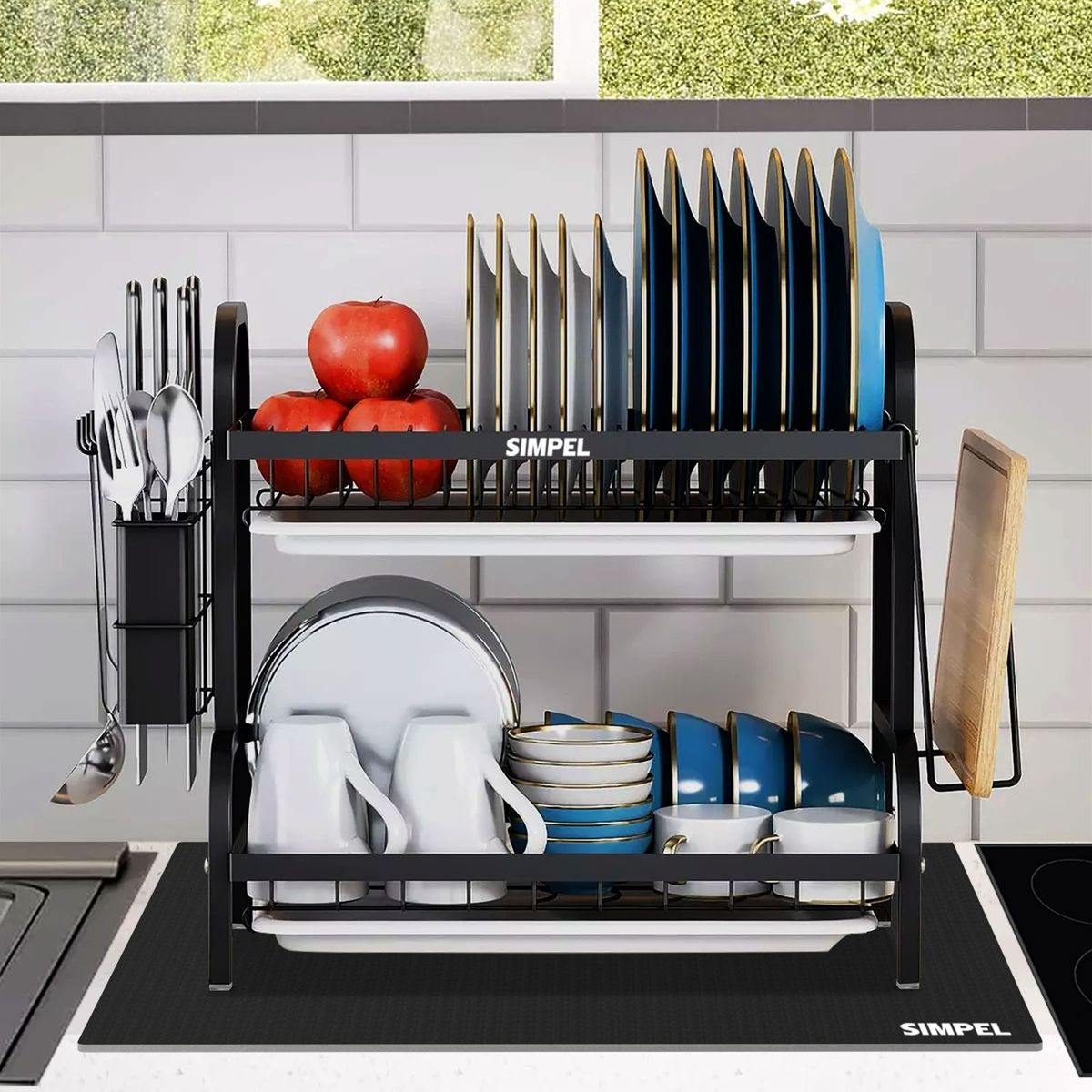 SIMPEL HOME - Secador De Platos 2 Niveles Con Tapete Simpel Loza Vajilla