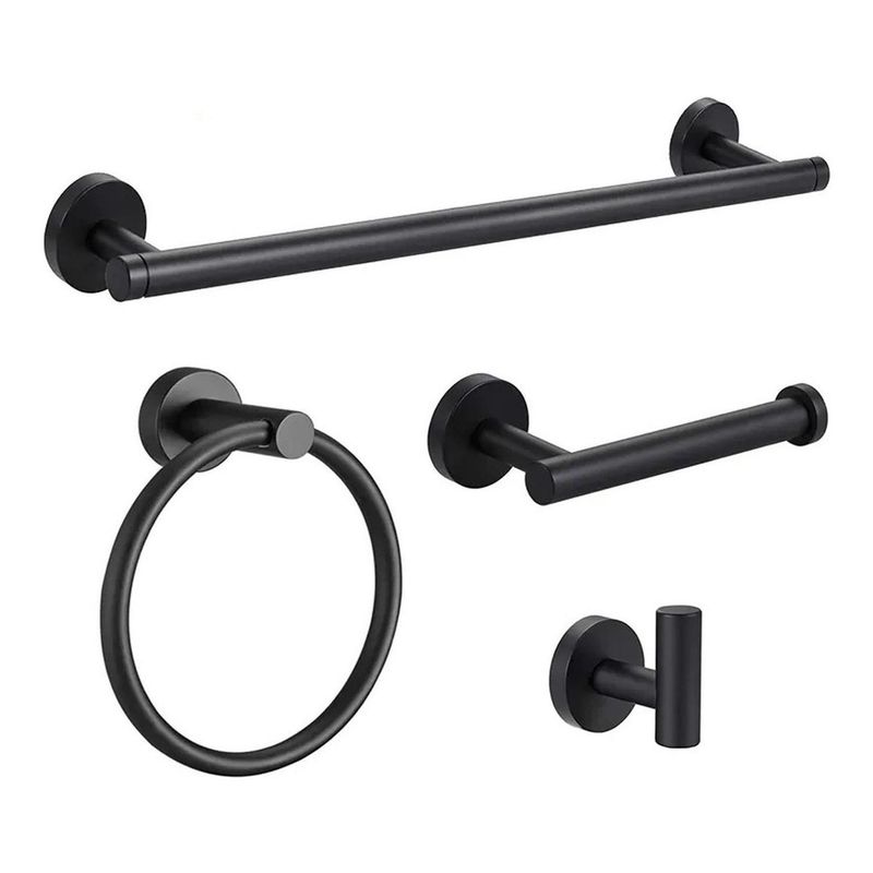 GENERICO - Set 4 Accesorios Baño Negro Mate