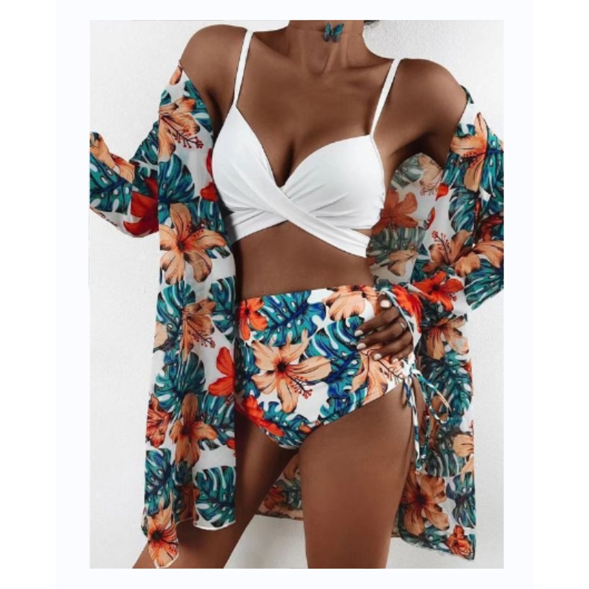 TIOZONEY - Conjunto bikini mujer con Tunica