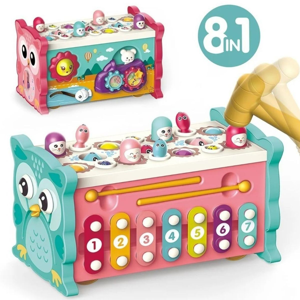 GENERICO - Juguete Montessori Para Bebés Búho Musical Martillo Pesca