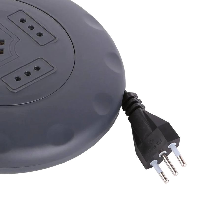 HALUX - Alargador Retráctil 4 Tomas 5 M + 2 Usb Negro